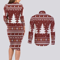 Christian Noel Christmas Couples Matching Long Sleeve Bodycon Dress and Long Sleeve Button Shirt Xmas Holiday Patterns - Wonder Print Shop