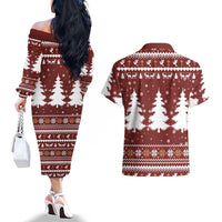 Christian Noel Christmas Couples Matching Off The Shoulder Long Sleeve Dress and Hawaiian Shirt Xmas Holiday Patterns - Wonder Print Shop