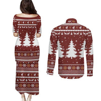 Christian Noel Christmas Couples Matching Puletasi and Long Sleeve Button Shirt Xmas Holiday Patterns - Wonder Print Shop