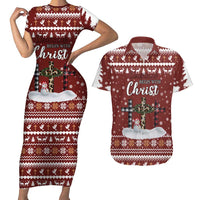 Christian Noel Christmas Couples Matching Short Sleeve Bodycon Dress and Hawaiian Shirt Xmas Holiday Patterns - Wonder Print Shop