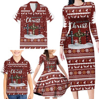 Christian Noel Christmas Family Matching Long Sleeve Bodycon Dress and Hawaiian Shirt Xmas Holiday Patterns - Wonder Print Shop