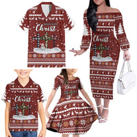 Christian Noel Christmas Family Matching Off The Shoulder Long Sleeve Dress and Hawaiian Shirt Xmas Holiday Patterns - Wonder Print Shop