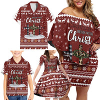 Christian Noel Christmas Family Matching Off Shoulder Short Dress and Hawaiian Shirt Xmas Holiday Patterns - Wonder Print Shop