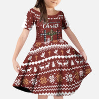 Christian Noel Christmas Kid Short Sleeve Dress Xmas Holiday Patterns - Wonder Print Shop
