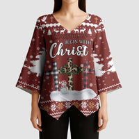 Christian Noel Christmas Kimono Sleeve Blouse Xmas Holiday Patterns - Wonder Print Shop