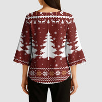 Christian Noel Christmas Kimono Sleeve Blouse Xmas Holiday Patterns - Wonder Print Shop