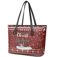 Christian Noel Christmas Leather Tote Bag Xmas Holiday Patterns - Wonder Print Shop