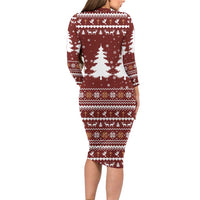 Christian Noel Christmas Long Sleeve Bodycon Dress Xmas Holiday Patterns - Wonder Print Shop