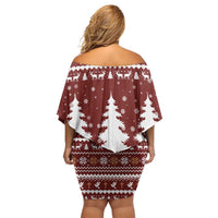 Christian Noel Christmas Off Shoulder Short Dress Xmas Holiday Patterns - Wonder Print Shop