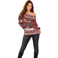 Christian Noel Christmas Off Shoulder Sweater Xmas Holiday Patterns - Wonder Print Shop