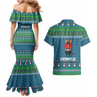 Merry Krampus Christmas Couples Matching Mermaid Dress and Hawaiian Shirt Xmas Holiday Patterns - Wonder Print Shop