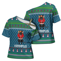 Merry Krampus Christmas Cross Shoulder Shirt Xmas Holiday Patterns - Wonder Print Shop