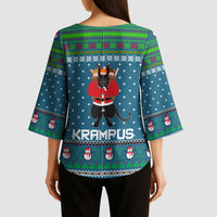 Merry Krampus Christmas Kimono Sleeve Blouse Xmas Holiday Patterns - Wonder Print Shop