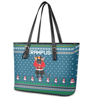 Merry Krampus Christmas Leather Tote Bag Xmas Holiday Patterns - Wonder Print Shop