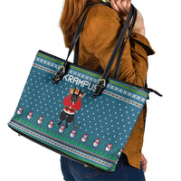 Merry Krampus Christmas Leather Tote Bag Xmas Holiday Patterns - Wonder Print Shop