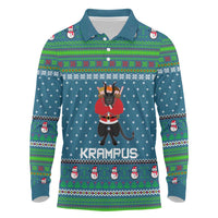 Merry Krampus Christmas Long Sleeve Polo Shirt Xmas Holiday Patterns - Wonder Print Shop