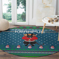 Merry Krampus Christmas Round Carpet Xmas Holiday Patterns - Wonder Print Shop