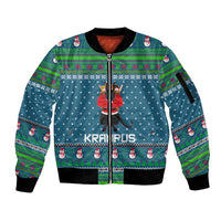 Merry Krampus Christmas Sleeve Zip Bomber Jacket Xmas Holiday Patterns - Wonder Print Shop