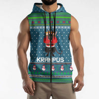 Merry Krampus Christmas Sleeveless Zip Hoodie Xmas Holiday Patterns - Wonder Print Shop