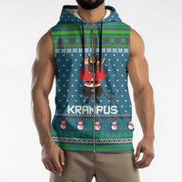Merry Krampus Christmas Sleeveless Zip Hoodie Xmas Holiday Patterns - Wonder Print Shop
