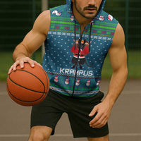 Merry Krampus Christmas Sleeveless Zip Hoodie Xmas Holiday Patterns - Wonder Print Shop