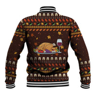 Turkey And WIne Christmas Baseball Jacket Xmas Holiday Patterns - Wonder Print Shop