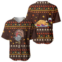 Turkey And WIne Christmas Baseball Jersey Xmas Holiday Patterns - Wonder Print Shop