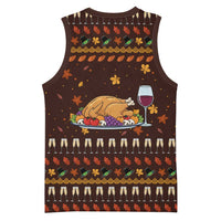 Turkey And WIne Christmas Basketball Jersey Xmas Holiday Patterns - Wonder Print Shop