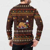 Turkey And WIne Christmas Button Sweatshirt Xmas Holiday Patterns - Wonder Print Shop