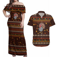 Turkey And WIne Christmas Couples Matching Off Shoulder Maxi Dress and Hawaiian Shirt Xmas Holiday Patterns - Wonder Print Shop