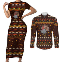 Turkey And WIne Christmas Couples Matching Short Sleeve Bodycon Dress and Long Sleeve Button Shirt Xmas Holiday Patterns - Wonder Print Shop