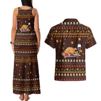 Turkey And WIne Christmas Couples Matching Tank Maxi Dress and Hawaiian Shirt Xmas Holiday Patterns - Wonder Print Shop