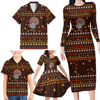 Turkey And WIne Christmas Family Matching Long Sleeve Bodycon Dress and Hawaiian Shirt Xmas Holiday Patterns - Wonder Print Shop