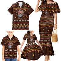 Turkey And WIne Christmas Family Matching Mermaid Dress and Hawaiian Shirt Xmas Holiday Patterns - Wonder Print Shop