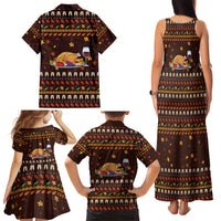 Turkey And WIne Christmas Family Matching Tank Maxi Dress and Hawaiian Shirt Xmas Holiday Patterns - Wonder Print Shop