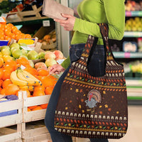 Turkey And WIne Christmas Grocery Bag Xmas Holiday Patterns - Wonder Print Shop