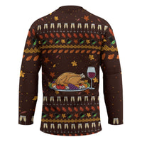 Turkey And WIne Christmas Hockey Jersey Xmas Holiday Patterns - Wonder Print Shop