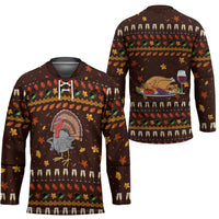 Turkey And WIne Christmas Hockey Jersey Xmas Holiday Patterns - Wonder Print Shop