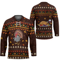 Turkey And WIne Christmas Hockey Jersey Xmas Holiday Patterns - Wonder Print Shop