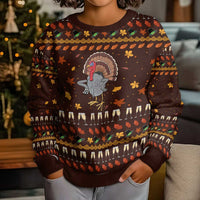 Turkey And WIne Christmas Kid Ugly Christmas Sweater Xmas Holiday Patterns - Wonder Print Shop