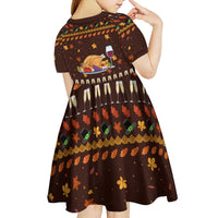 Turkey And WIne Christmas Kid Short Sleeve Dress Xmas Holiday Patterns - Wonder Print Shop