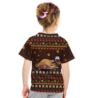 Turkey And WIne Christmas Kid T Shirt Xmas Holiday Patterns - Wonder Print Shop