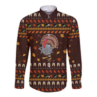 Turkey And WIne Christmas Long Sleeve Button Shirt Xmas Holiday Patterns - Wonder Print Shop