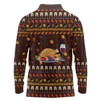 Turkey And WIne Christmas Long Sleeve Polo Shirt Xmas Holiday Patterns - Wonder Print Shop