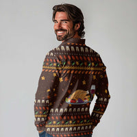 Turkey And WIne Christmas Long Sleeve Polo Shirt Xmas Holiday Patterns - Wonder Print Shop