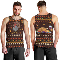 Turkey And WIne Christmas Men Tank Top Xmas Holiday Patterns - Wonder Print Shop
