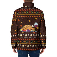 Turkey And WIne Christmas Padded Jacket Xmas Holiday Patterns - Wonder Print Shop