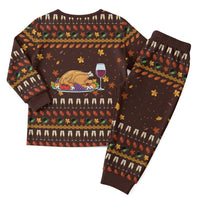 Turkey And WIne Christmas Pajama Set Xmas Holiday Patterns - Wonder Print Shop