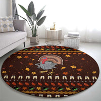 Turkey And WIne Christmas Round Carpet Xmas Holiday Patterns - Wonder Print Shop