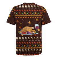 Turkey And WIne Christmas Rugby Jersey Xmas Holiday Patterns - Wonder Print Shop